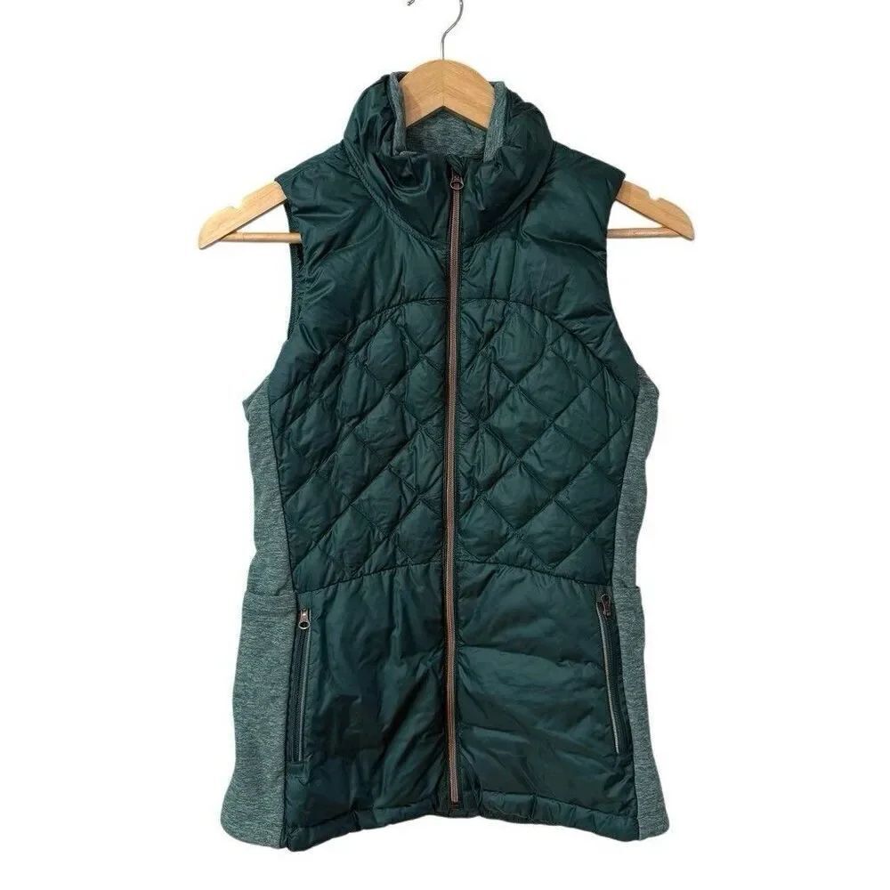 Lululemon Down For A Run Quilted Down Puffer Vest Teal Green Sz 6